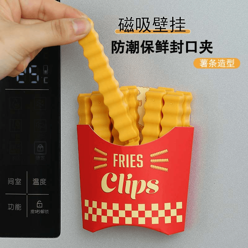 薯条密封夹可爱可磁吸冰箱上零食袋保鲜食物调料封口夹夹子食品