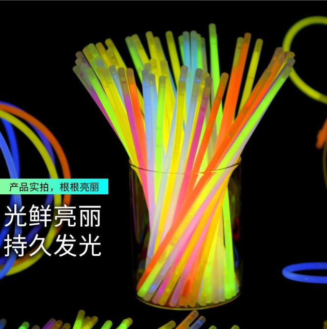【2根】七彩荧光棒发光贴身上跳舞儿童玩具莹光彩色棒银光棒火柴人夜光棒(图2)