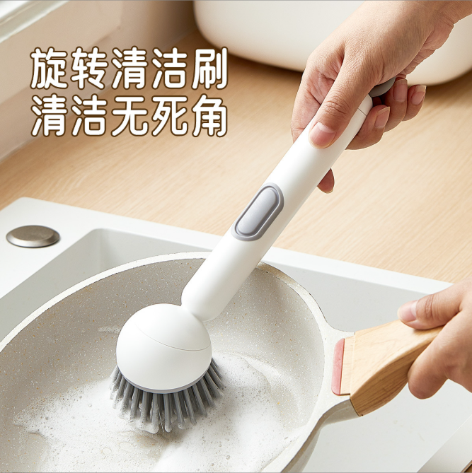 1个厨房专用长柄锅刷加液旋转刷可调节清洁刷加液按压碗刷锅刷多功能
